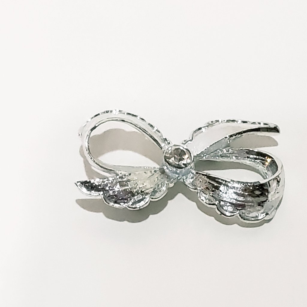 Bow Silver Tone Rhinestone Metal Brooch Pin 2 Gerrys 22$